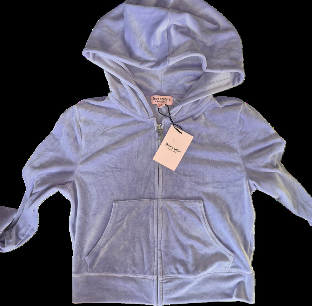 NWT Vintage Juicy Couture Purple Velour Rhinestone Logo Zip-Up Hoodie